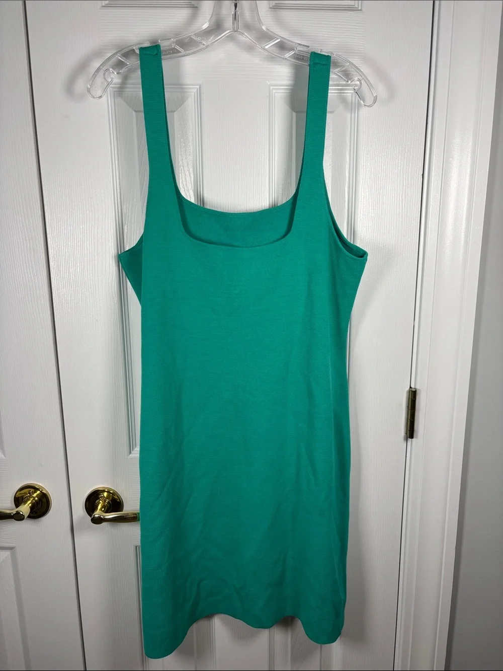 J. Crew Square Neck Mini Knit Sweater Dress Size XL Green Stretchy